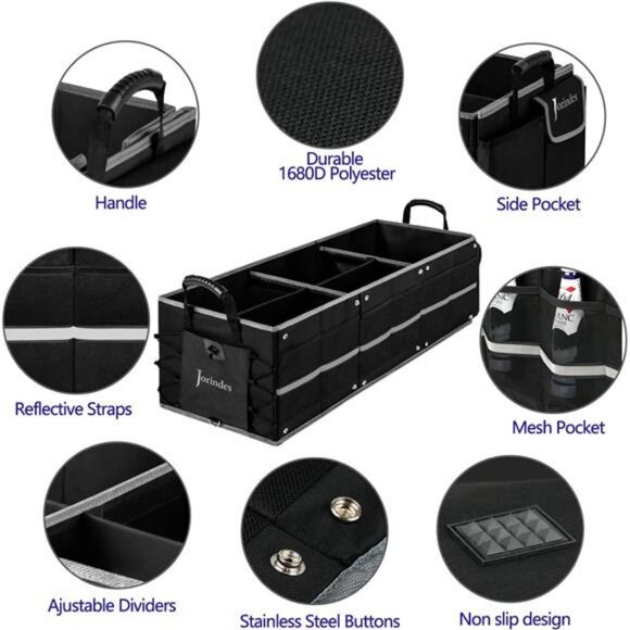 Trunk Organizer With Reflective Stripe For Car,Cargo Organizer For Suv - Picture 5 of 8